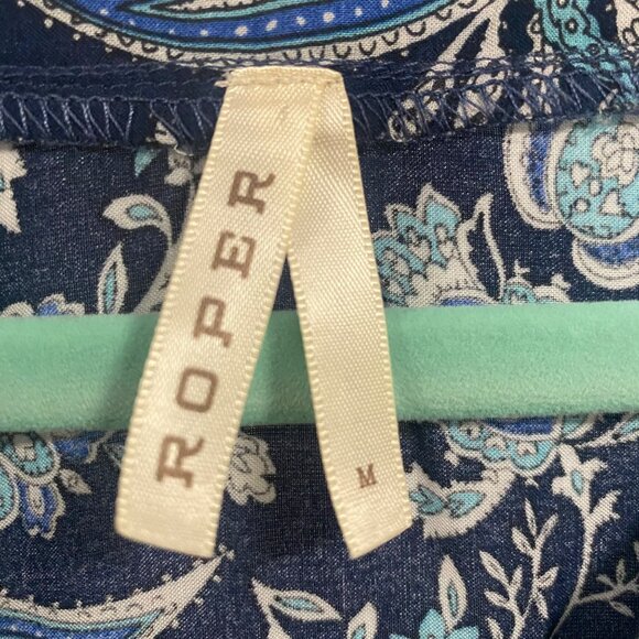 Roper Lightweight Sleeveless Blue Paisley Dress Size M - Picture 3 of 7